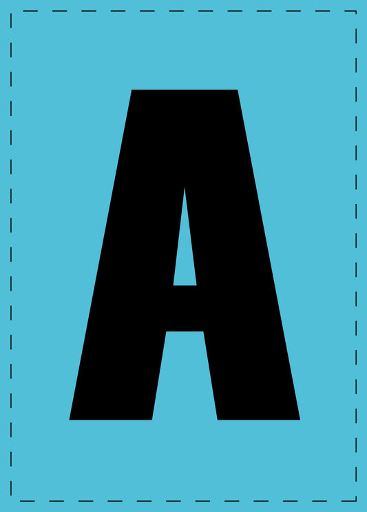 Letter A zelfklevende letters en cijferstickers zwart lettertype Blauw achtergrond ES-BGPVC-A-50