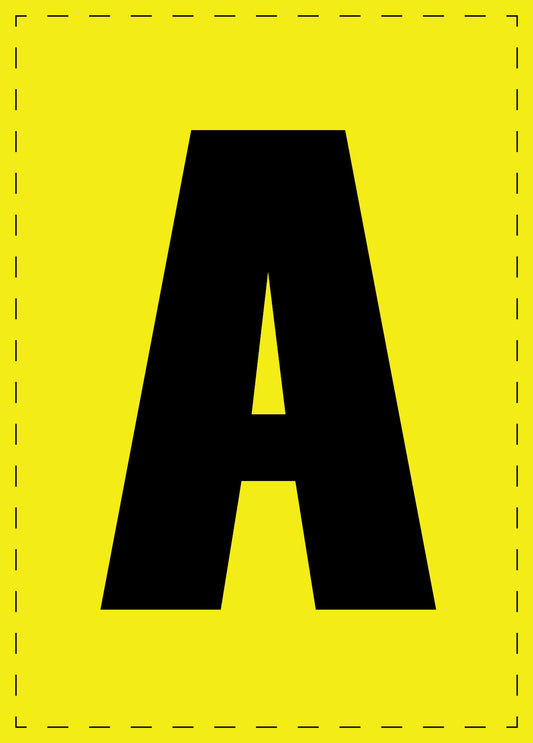 Letter A zelfklevende letters en cijferstickers zwart lettertype gele achtergrond ES-BGPVC-A-3