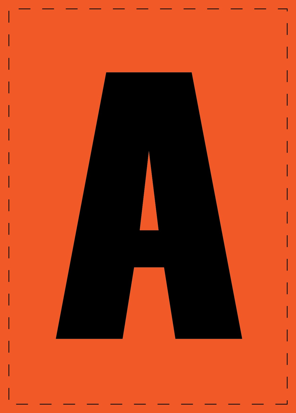Letter A zelfklevende letters en cijferstickers zwart lettertype Oranje achtergrond ES-BGPVC-A-8
