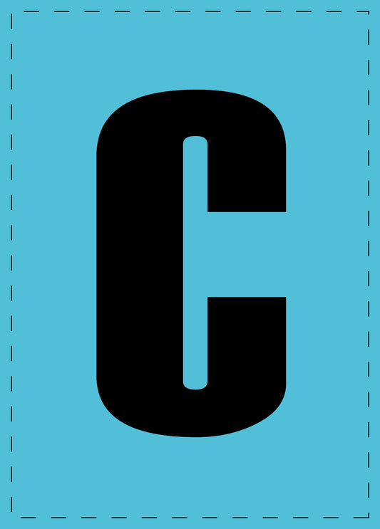 Letter C zelfklevende letters en cijferstickers zwart lettertype Blauw achtergrond ES-BGPVC-C-50