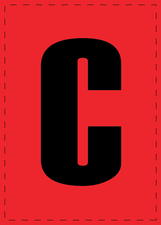 Letter C zelfklevende letters en cijferstickers zwart lettertype Rood achtergrond ES-BGPVC-C-14