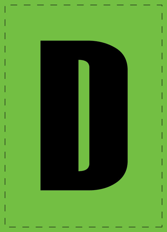 Letter D zelfklevende letters en cijferstickers zwart lettertype groen achtergrond ES-BGPVC-D-67