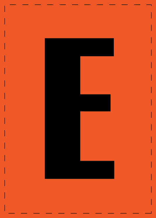Letter E zelfklevende letters en cijferstickers zwart lettertype Oranje achtergrond ES-BGPVC-E-8