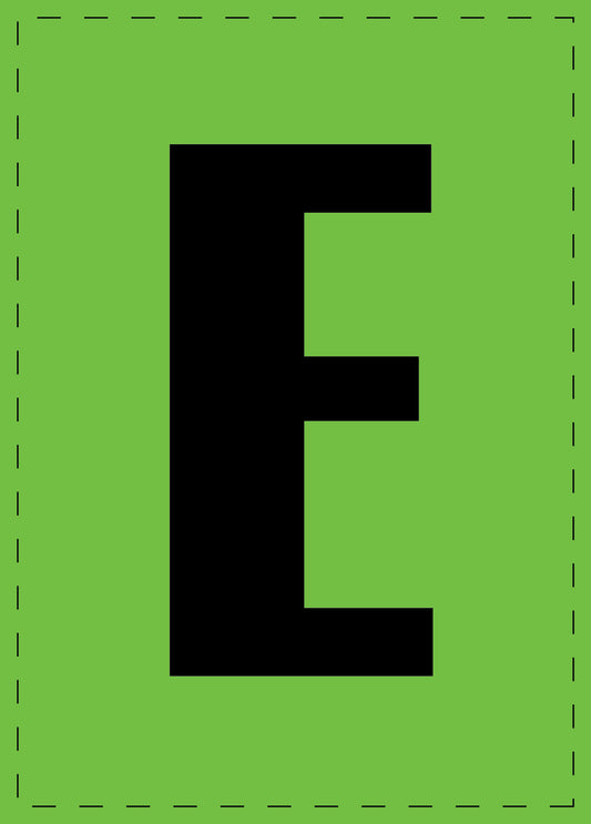 Letter E zelfklevende letters en cijferstickers zwart lettertype groen achtergrond ES-BGPVC-E-67