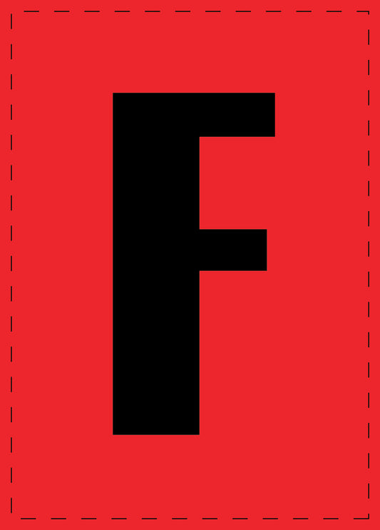 Letter F zelfklevende letters en cijferstickers zwart lettertype Rood achtergrond ES-BGPVC-F-14