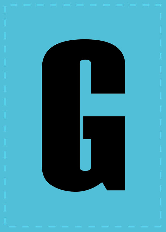 Letter G zelfklevende letters en cijferstickers zwart lettertype Blauw achtergrond ES-BGPVC-G-50