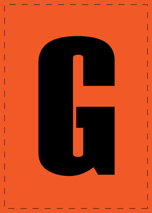 Letter G zelfklevende letters en cijferstickers zwart lettertype Oranje achtergrond ES-BGPVC-G-8