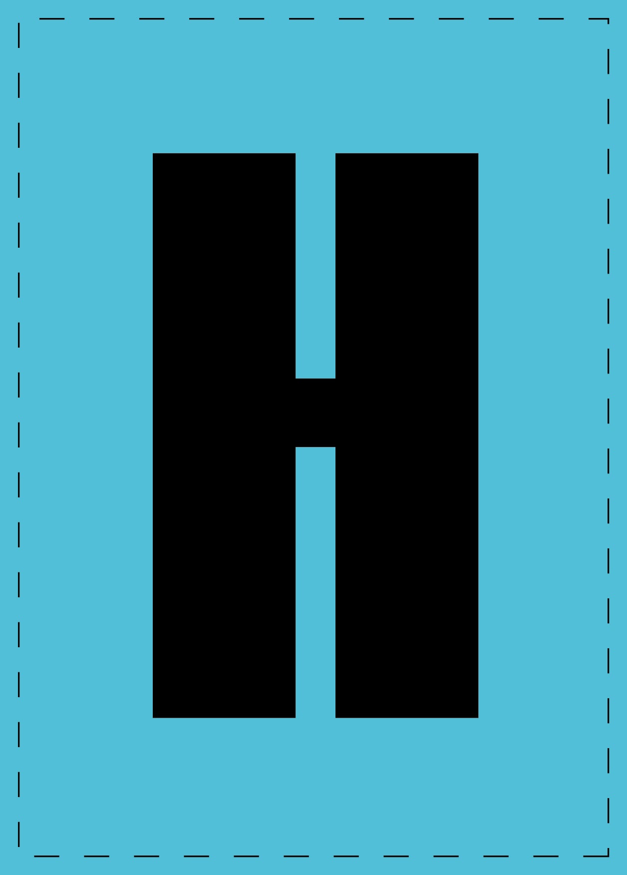 Letter H zelfklevende letters en cijferstickers zwart lettertype Blauw achtergrond ES-BGPVC-H-50