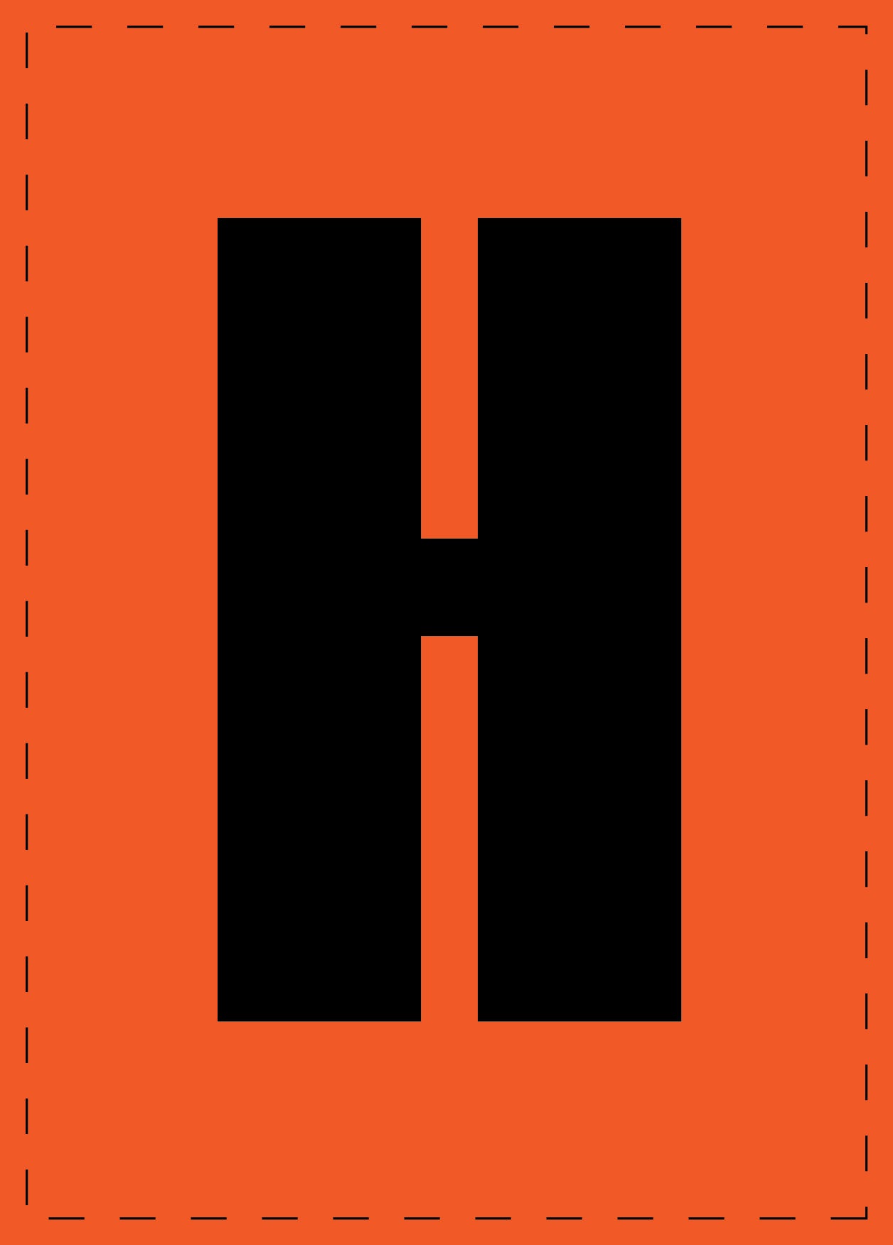 Letter H zelfklevende letters en cijferstickers zwart lettertype Oranje achtergrond ES-BGPVC-H-8