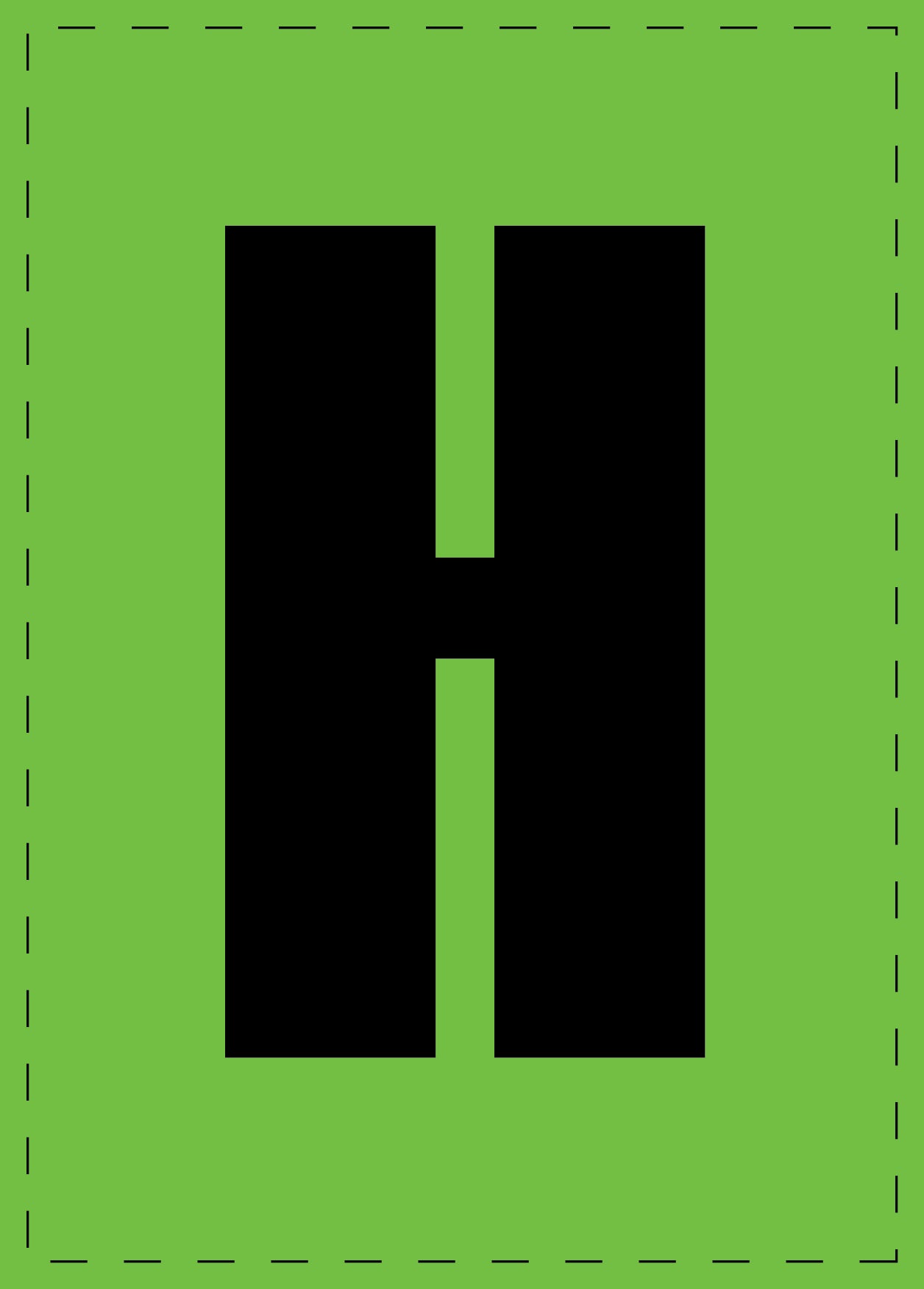 Letter H zelfklevende letters en cijferstickers zwart lettertype groen achtergrond ES-BGPVC-H-67