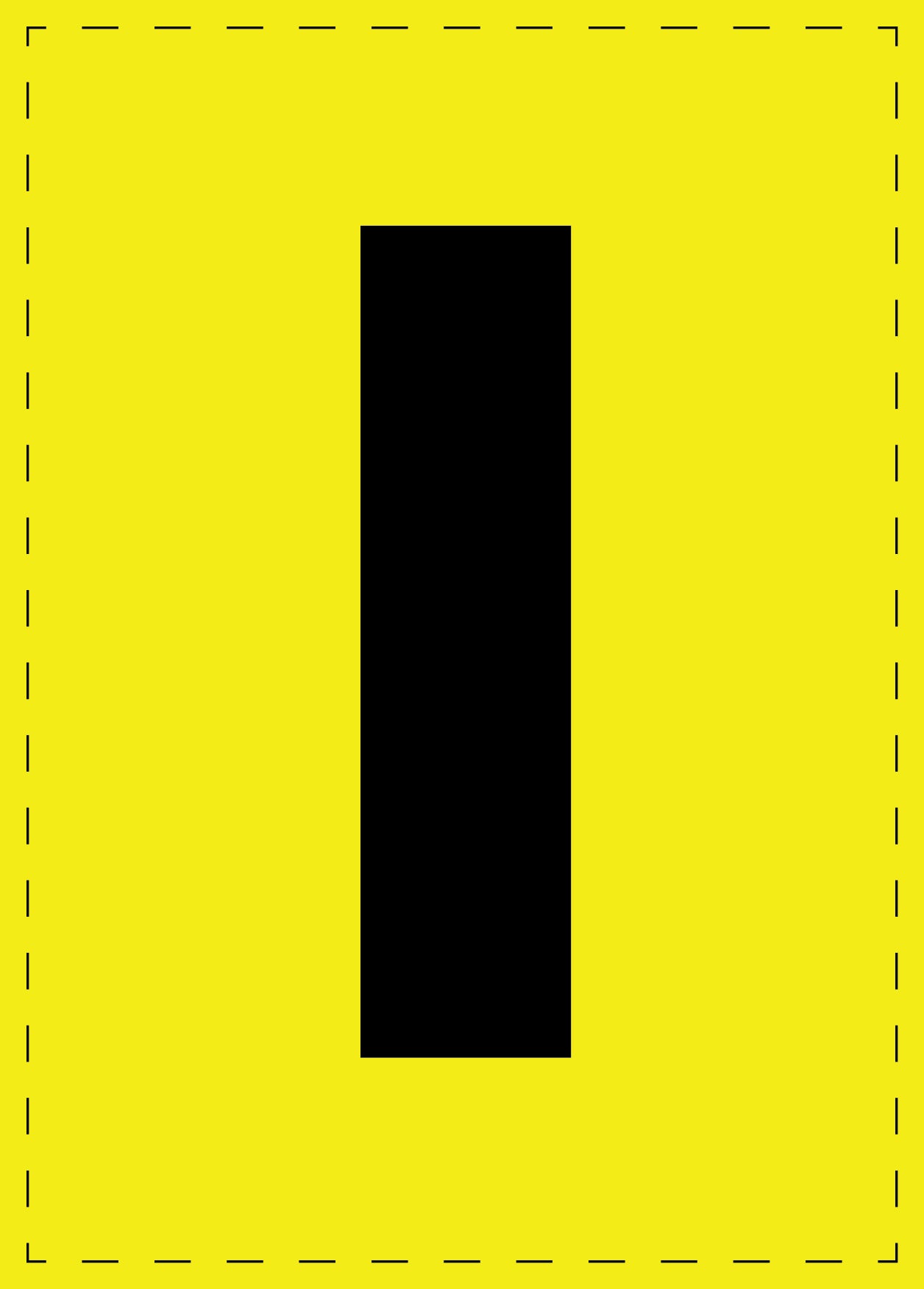 Letter I zelfklevende letters en cijferstickers zwart lettertype gele achtergrond ES-BGPVC-I-3