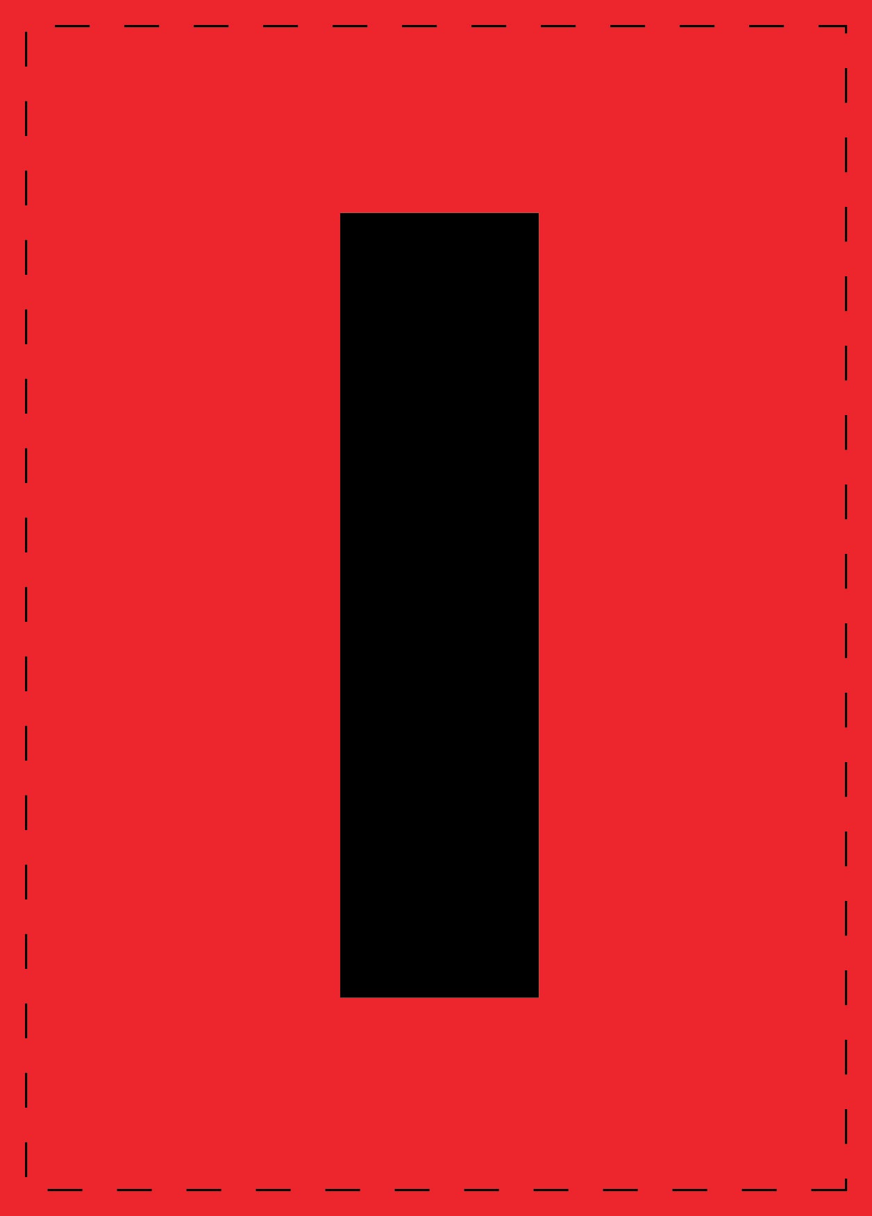 Letter I zelfklevende letters en cijferstickers zwart lettertype Rood achtergrond ES-BGPVC-I-14