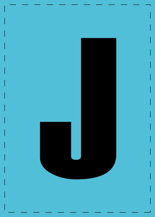 Letter J zelfklevende letters en cijferstickers zwart lettertype Blauw achtergrond ES-BGPVC-J-50