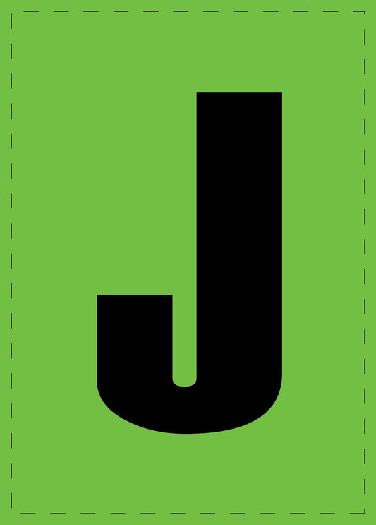 Letter J zelfklevende letters en cijferstickers zwart lettertype groen achtergrond ES-BGPVC-J-67