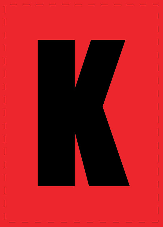 Letter K zelfklevende letters en cijferstickers zwart lettertype Rood achtergrond ES-BGPVC-K-14