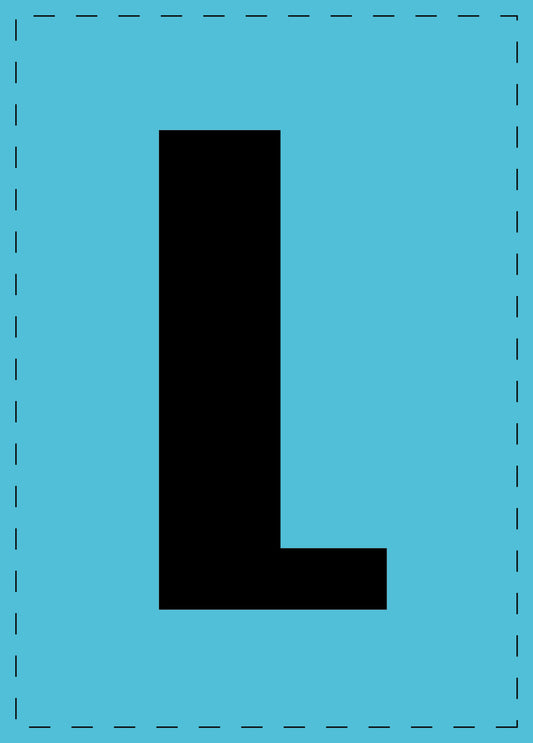 Letter L zelfklevende letters en cijferstickers zwart lettertype Blauw achtergrond ES-BGPVC-L-50