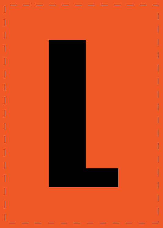 Letter L zelfklevende letters en cijferstickers zwart lettertype Oranje achtergrond ES-BGPVC-L-8