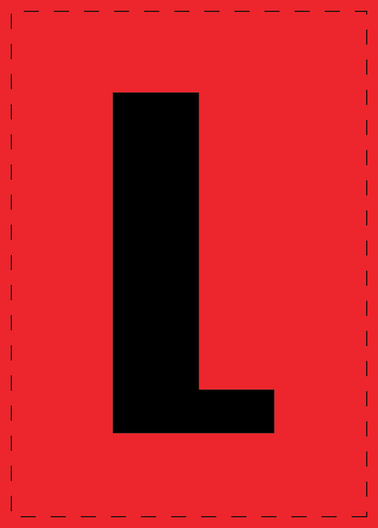 Letter L zelfklevende letters en cijferstickers zwart lettertype Rood achtergrond ES-BGPVC-L-14