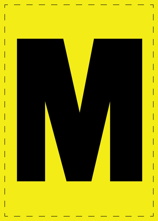 Letter M zelfklevende letters en cijferstickers zwart lettertype gele achtergrond ES-BGPVC-M-3