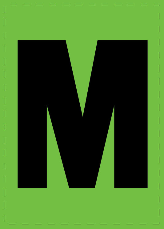 Letter M zelfklevende letters en cijferstickers zwart lettertype groen achtergrond ES-BGPVC-M-67