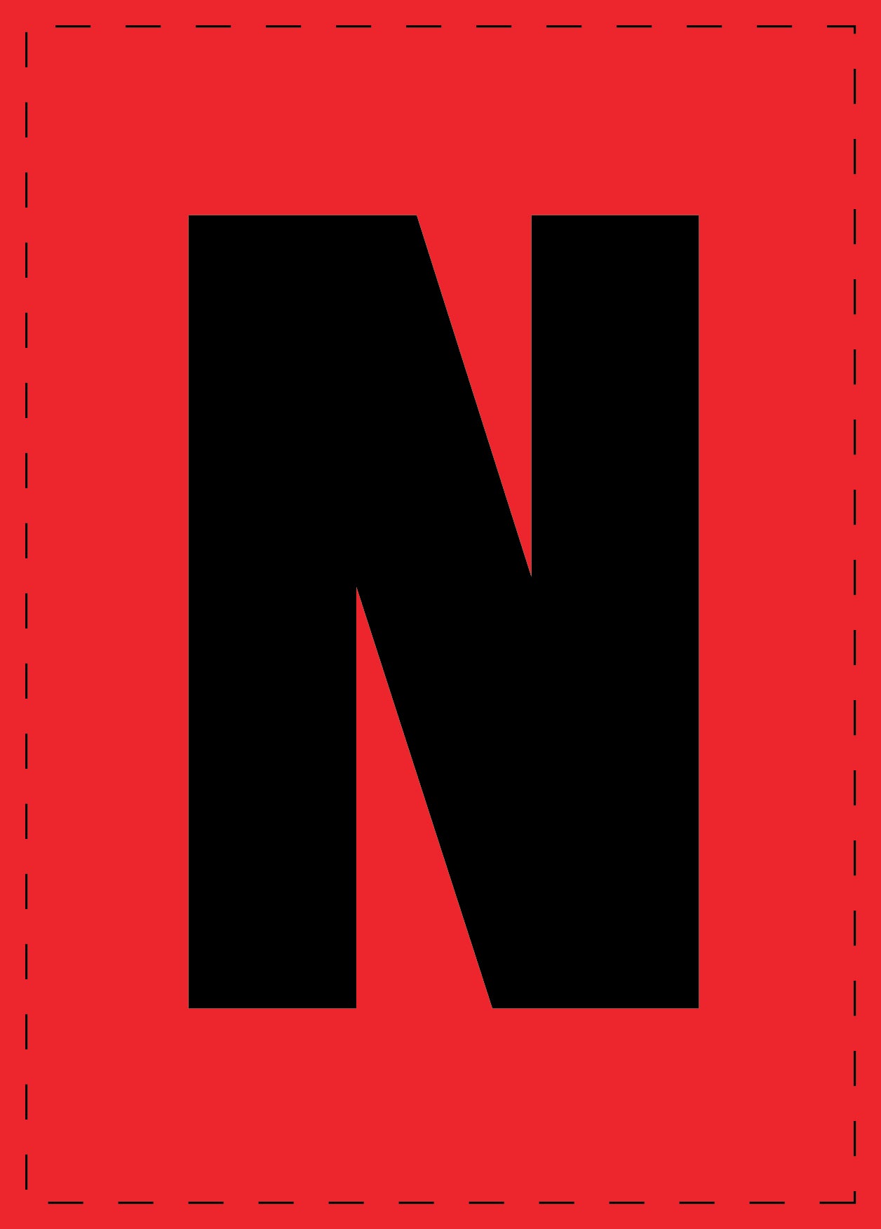 Letter N zelfklevende letters en cijferstickers zwart lettertype Rood achtergrond ES-BGPVC-N-14