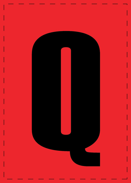 Letter Q zelfklevende letters en cijferstickers zwart lettertype Rood achtergrond ES-BGPVC-Q-14