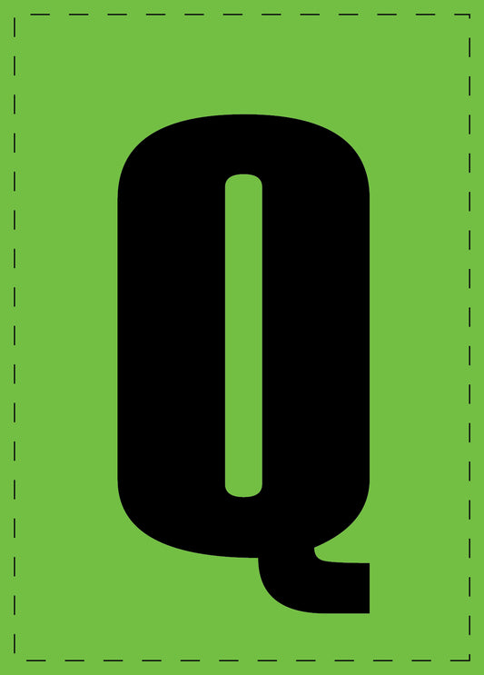 Letter Q zelfklevende letters en cijferstickers zwart lettertype groen achtergrond ES-BGPVC-Q-67