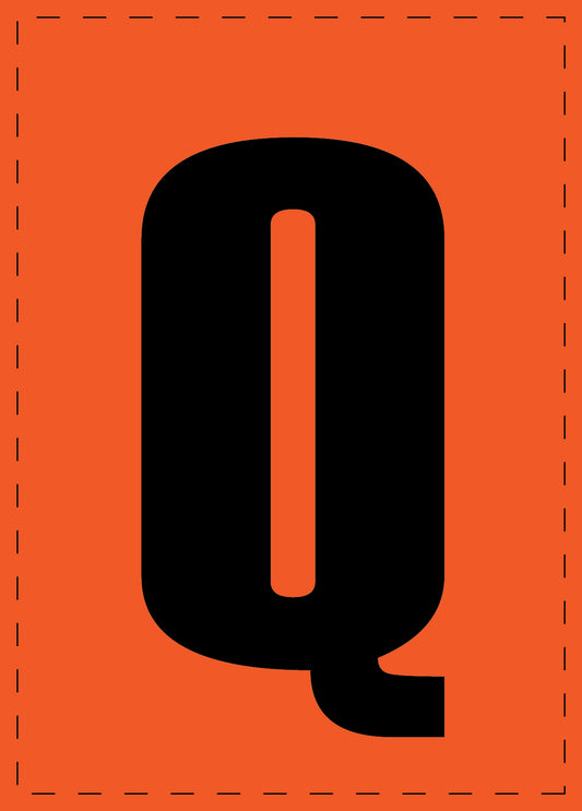 Letter Q zelfklevende letters en cijferstickers zwart lettertype Oranje achtergrond ES-BGPVC-Q-8