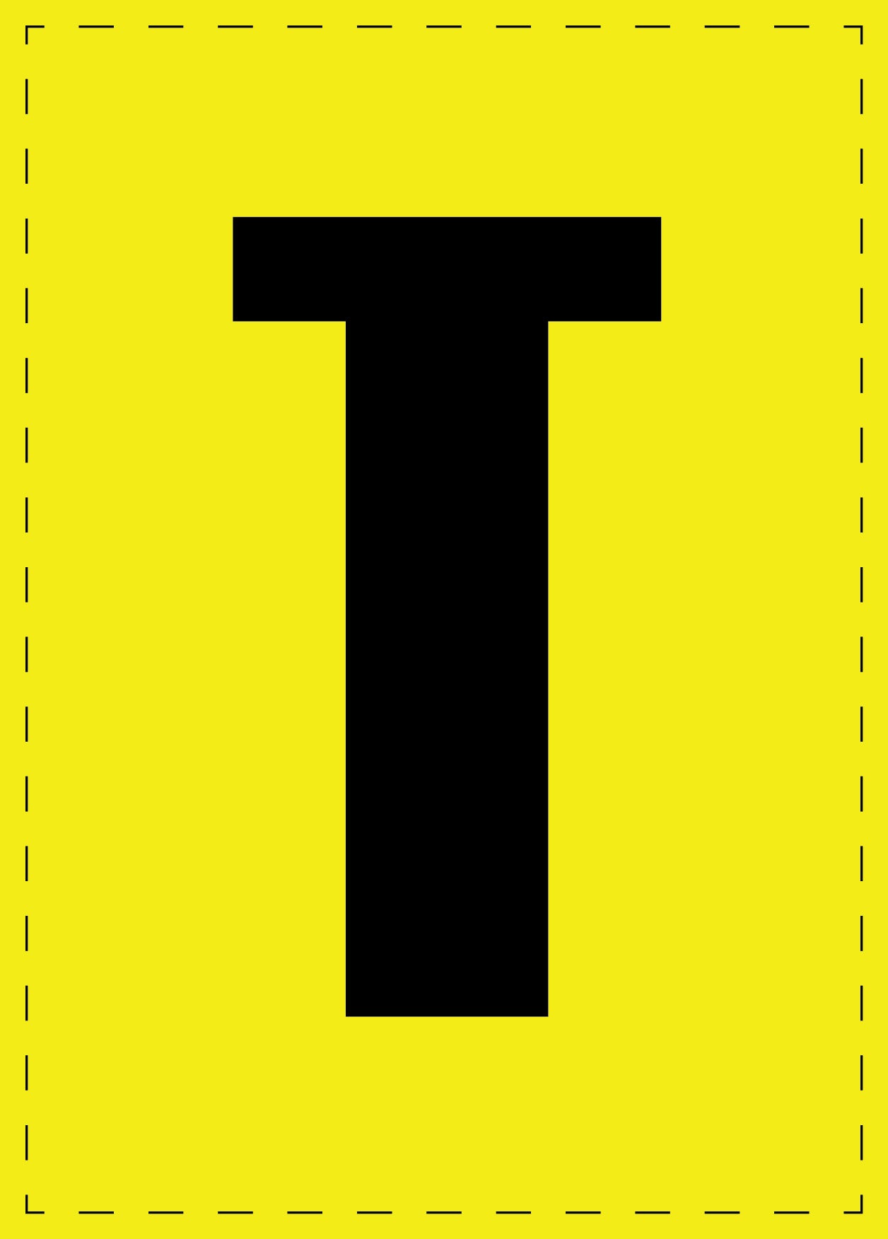 Letter T zelfklevende letters en cijferstickers zwart lettertype gele achtergrond ES-BGPVC-T-3