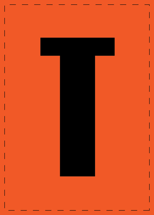 Letter T zelfklevende letters en cijferstickers zwart lettertype Oranje achtergrond ES-BGPVC-T-8