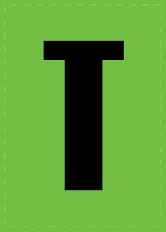 Letter T zelfklevende letters en cijferstickers zwart lettertype groen achtergrond ES-BGPVC-T-67