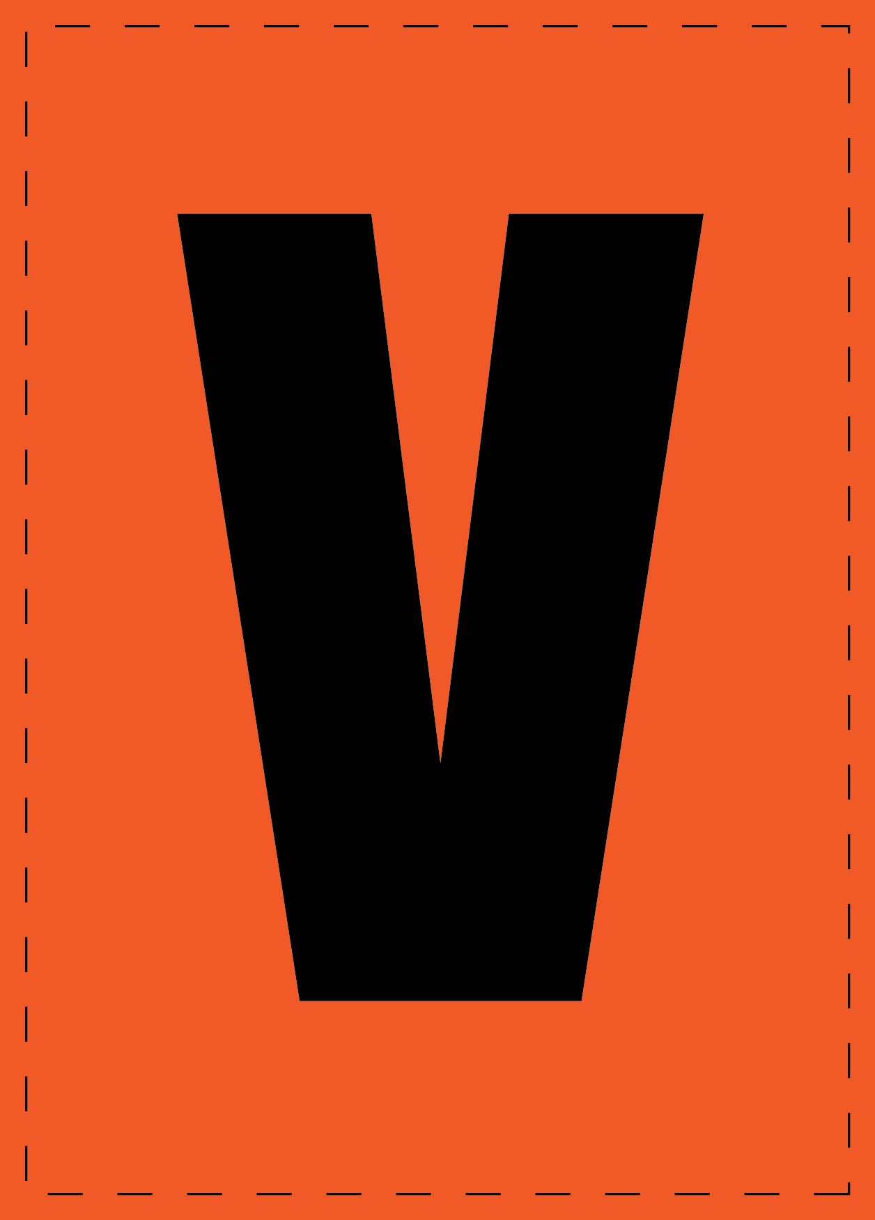 Letter V zelfklevende letters en cijferstickers zwart lettertype Oranje achtergrond ES-BGPVC-V-8