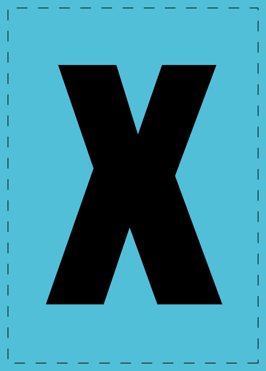 Letter X zelfklevende letters en cijferstickers zwart lettertype Blauw achtergrond ES-BGPVC-X-50