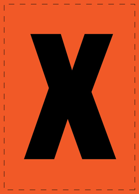 Letter X zelfklevende letters en cijferstickers zwart lettertype Oranje achtergrond ES-BGPVC-X-8