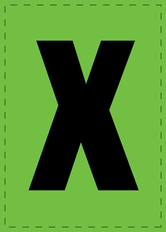 Letter X zelfklevende letters en cijferstickers zwart lettertype groen achtergrond ES-BGPVC-X-67