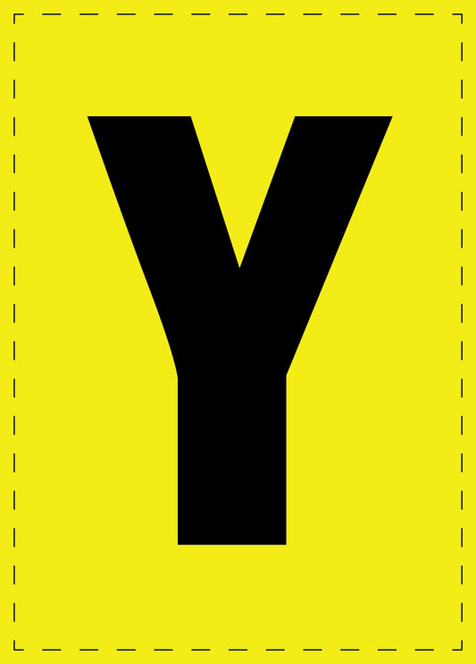 Letter Y zelfklevende letters en cijferstickers zwart lettertype gele achtergrond ES-BGPVC-Y-3