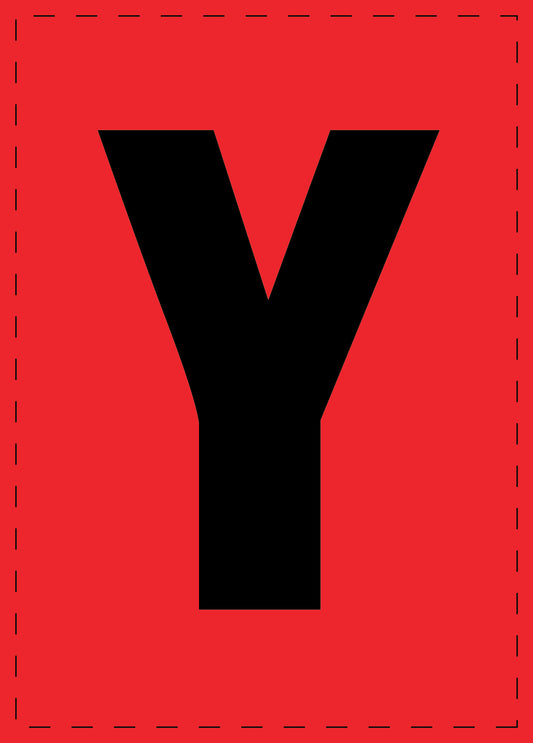 Letter Y zelfklevende letters en cijferstickers zwart lettertype Rood achtergrond ES-BGPVC-Y-14