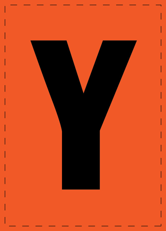 Letter Y zelfklevende letters en cijferstickers zwart lettertype Oranje achtergrond ES-BGPVC-Y-8