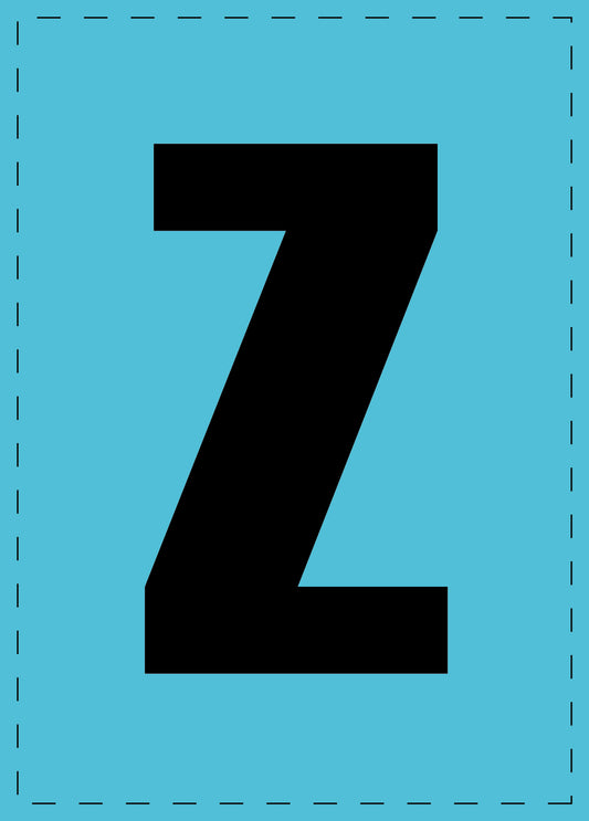 Letter Z zelfklevende letters en cijferstickers zwart lettertype Blauw achtergrond ES-BGPVC-Z-50