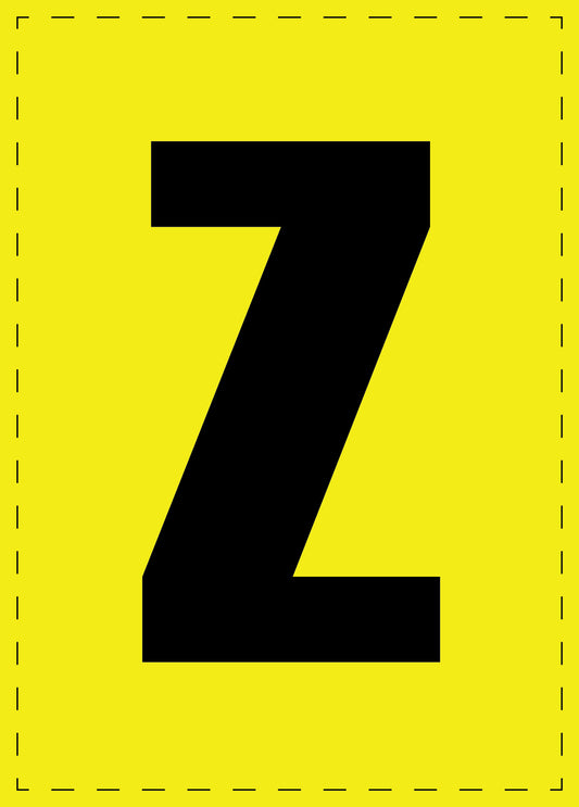 Letter Z zelfklevende letters en cijferstickers zwart lettertype gele achtergrond ES-BGPVC-Z-3
