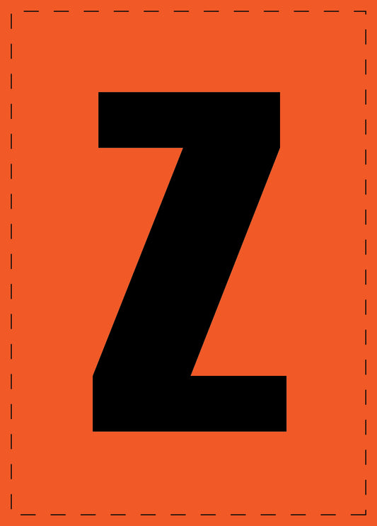 Letter Z zelfklevende letters en cijferstickers zwart lettertype Oranje achtergrond ES-BGPVC-Z-8