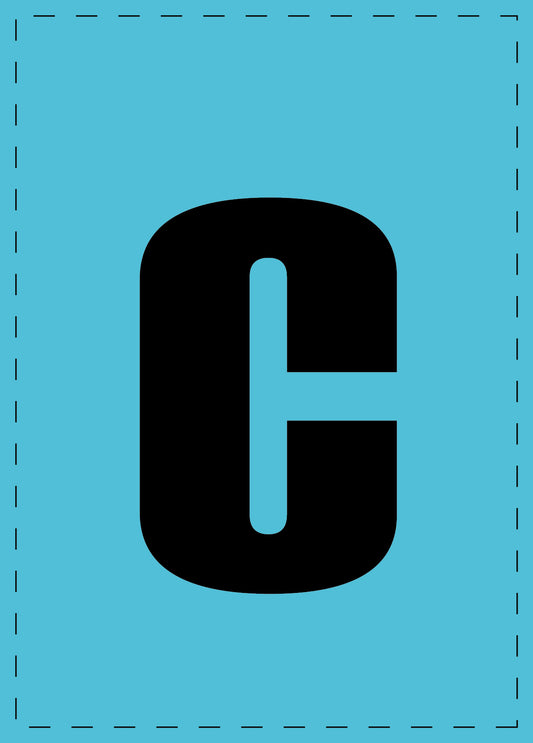 Letter c zelfklevende letters en cijferstickers zwart lettertype Blauw achtergrond ES-BKPVC-C-50