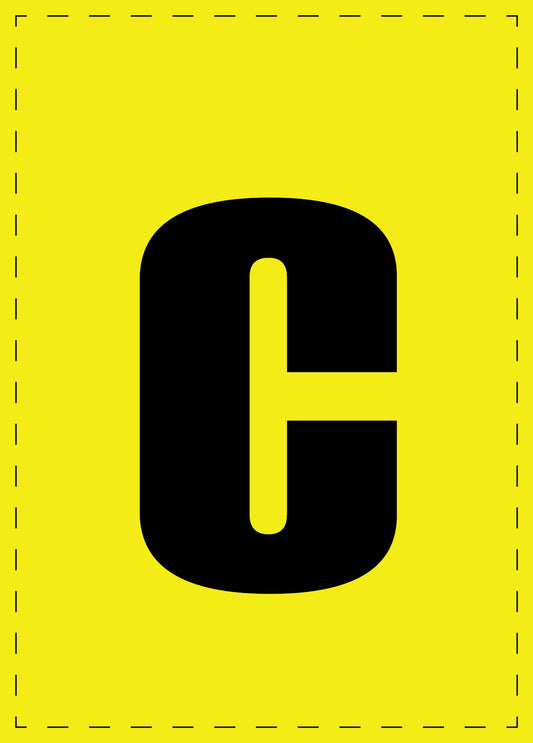 Letter c zelfklevende letters en cijferstickers zwart lettertype gele achtergrond ES-BKPVC-C-3