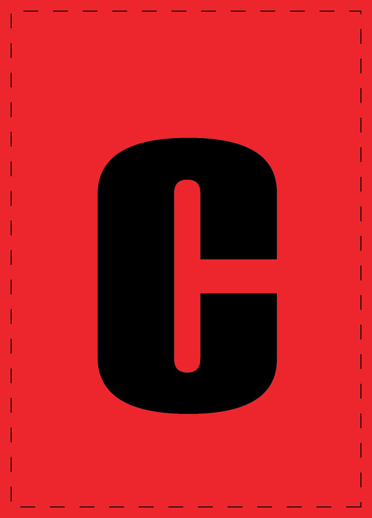 Letter c zelfklevende letters en cijferstickers zwart lettertype Rood achtergrond ES-BKPVC-C-14