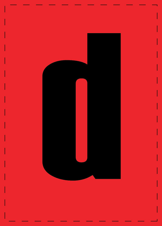 Letter d zelfklevende letters en cijferstickers zwart lettertype Rood achtergrond ES-BKPVC-D-14