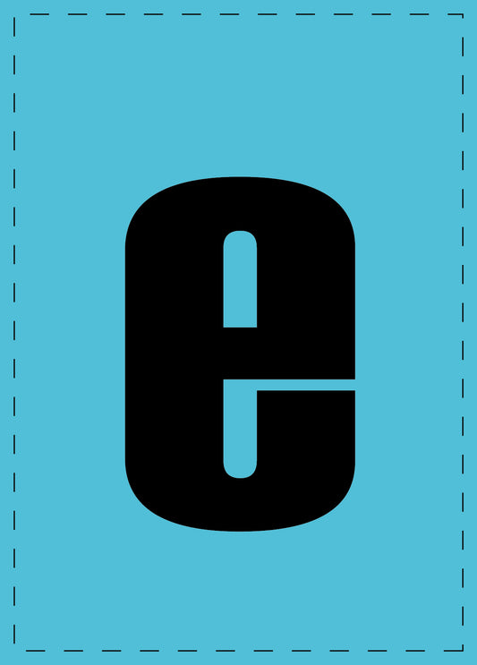 Letter e zelfklevende letters en cijferstickers zwart lettertype Blauw achtergrond ES-BKPVC-E-50