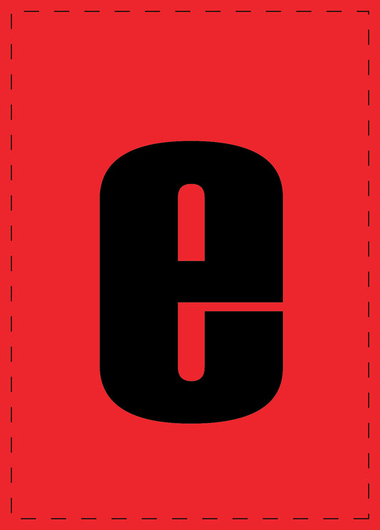 Letter e zelfklevende letters en cijferstickers zwart lettertype Rood achtergrond ES-BKPVC-E-14