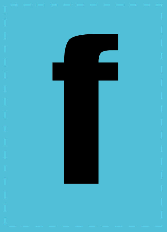 Letter f zelfklevende letters en cijferstickers zwart lettertype Blauw achtergrond ES-BKPVC-F-50