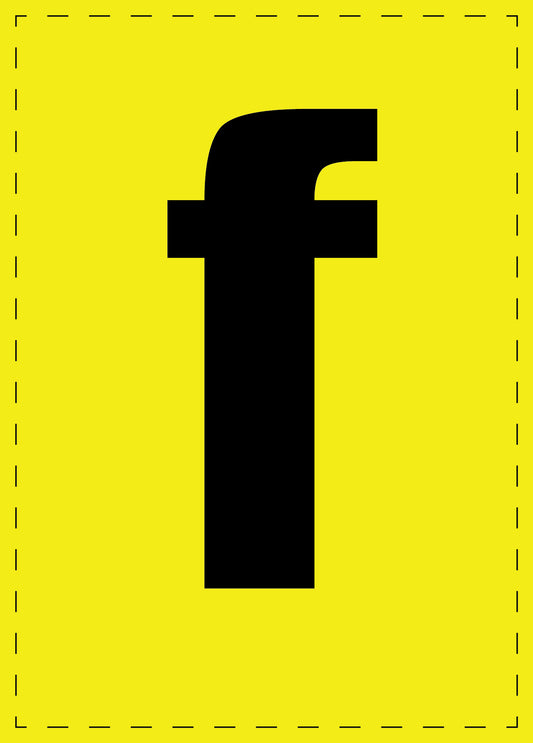 Letter f zelfklevende letters en cijferstickers zwart lettertype gele achtergrond ES-BKPVC-F-3