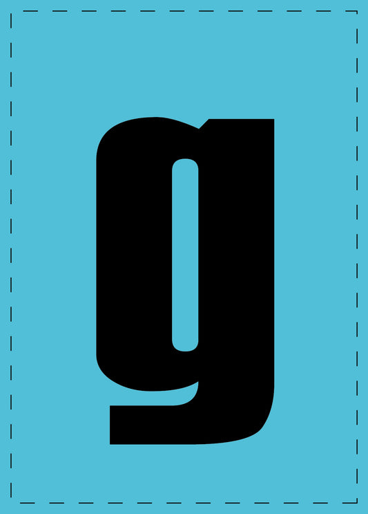 Letter g zelfklevende letters en cijferstickers zwart lettertype Blauw achtergrond ES-BKPVC-G-50